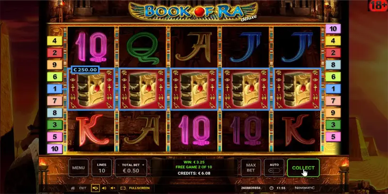 Quay hũ 20 dòng trò chơi xoay hũ Book Of Ra tại 789Win